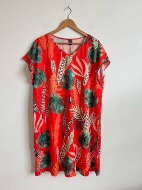 Tropical Print Cover Up Dress